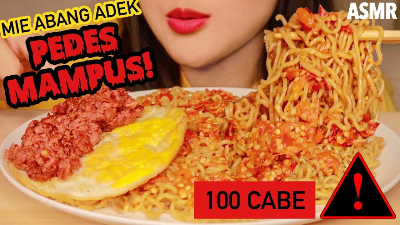 ASMR MIE ABANG ADEK PEDES MAMPUS 100 CABE!!! | ASMR Eating Sounds Indonesia | DUO DOYAN