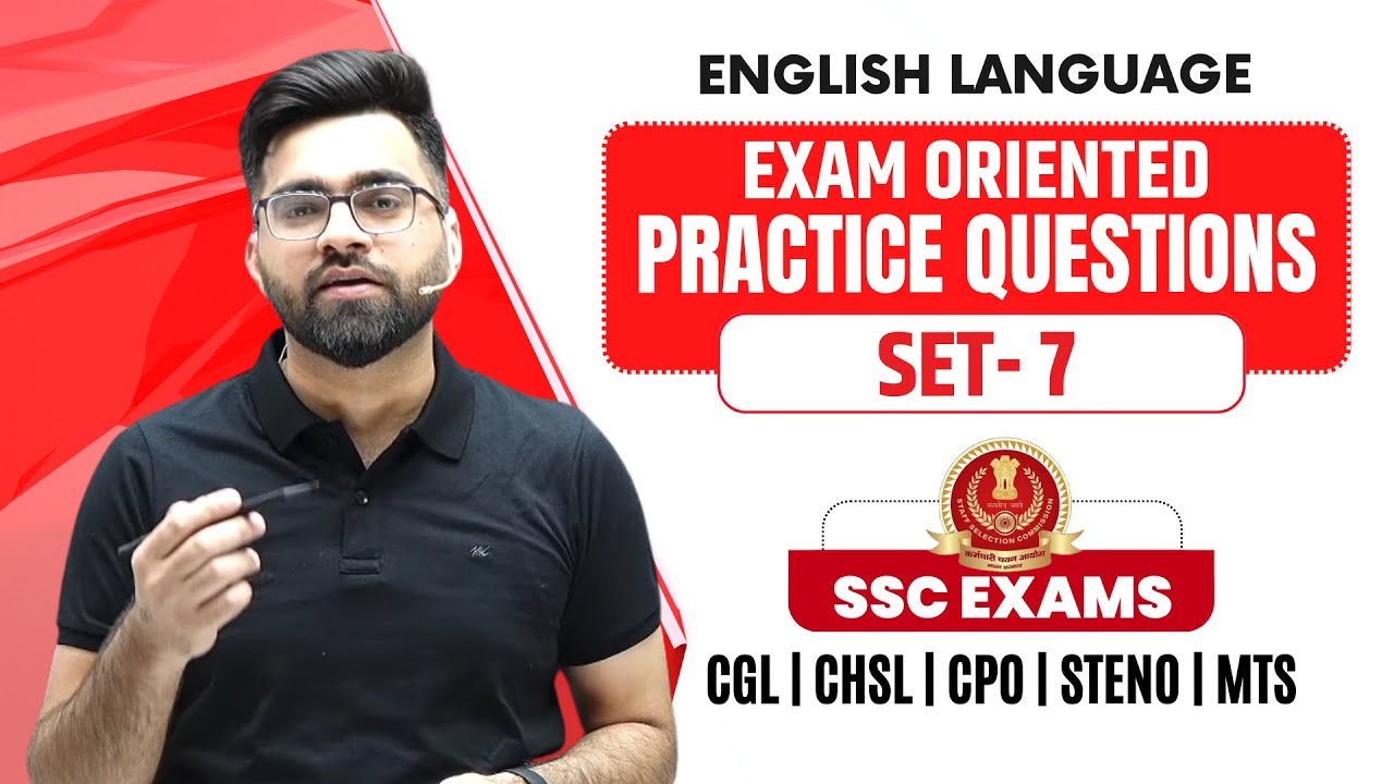 (Set-7) Exam Oriented Practice Questions | English For SSC CGL, CHSL, CPO, MTS | Tarun Grover