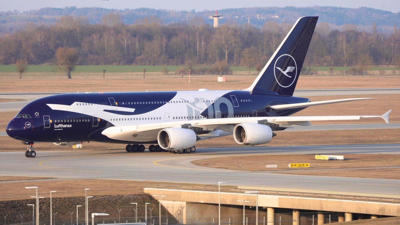 AMAZING TAKEOFF ! Lufthansa 100 Years Airbus A380 FIRST FLIGHT to San Francisco from Munich MUC/EDDM