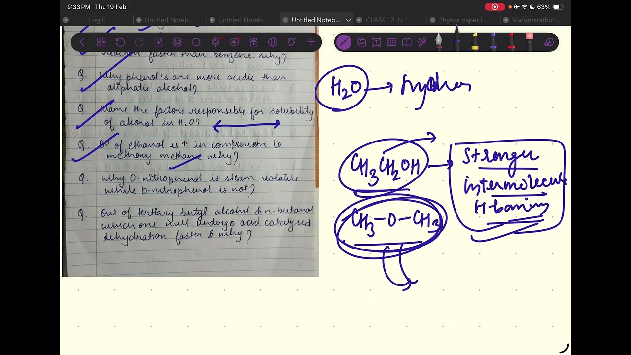 Alcohol phenol reasoning question 