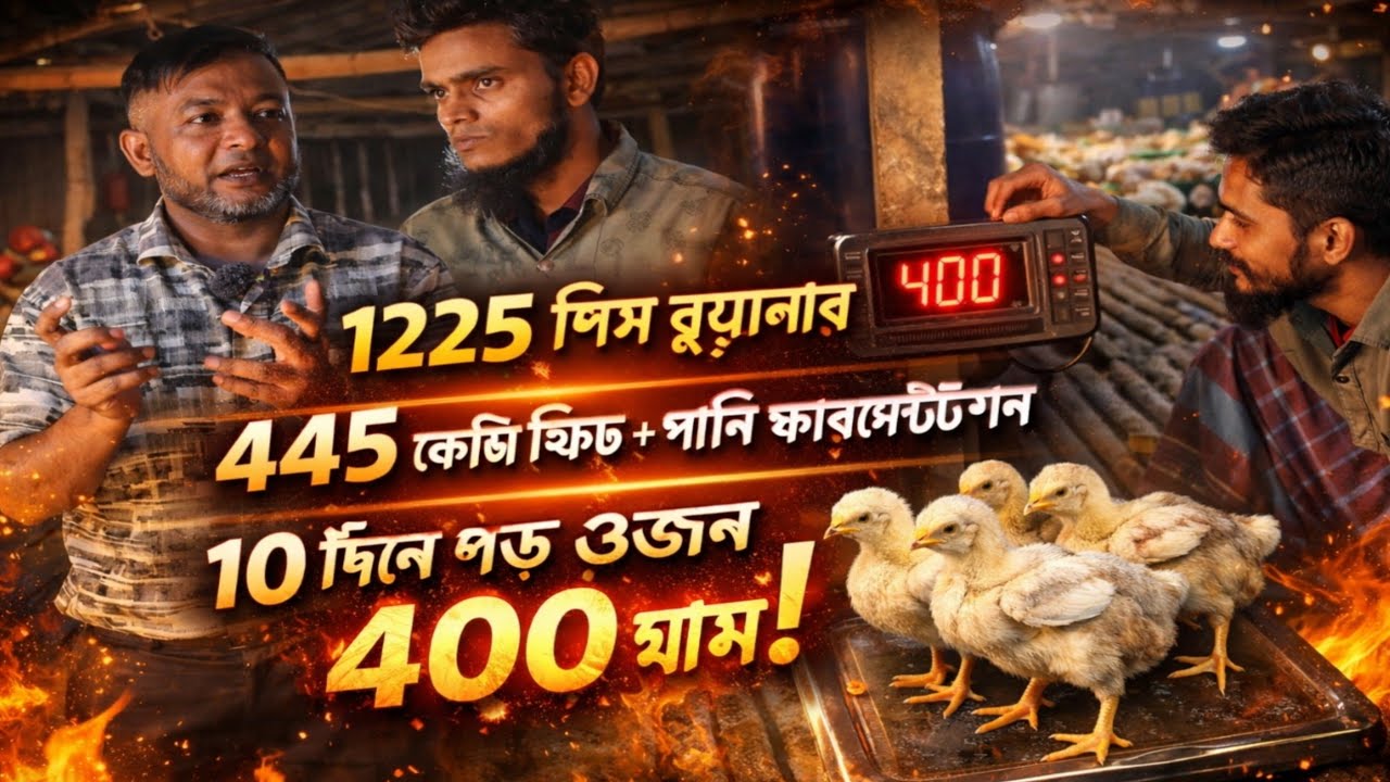 গল্প না, প্রমাণ! 💥১২২৫ পিস ব্রয়লারমাত্র ১০ দিনে গড় ৪০০ গ্রাম!৪৪৫ কেজি খাবার + পানি ফার্মেন্টেশন 🔥