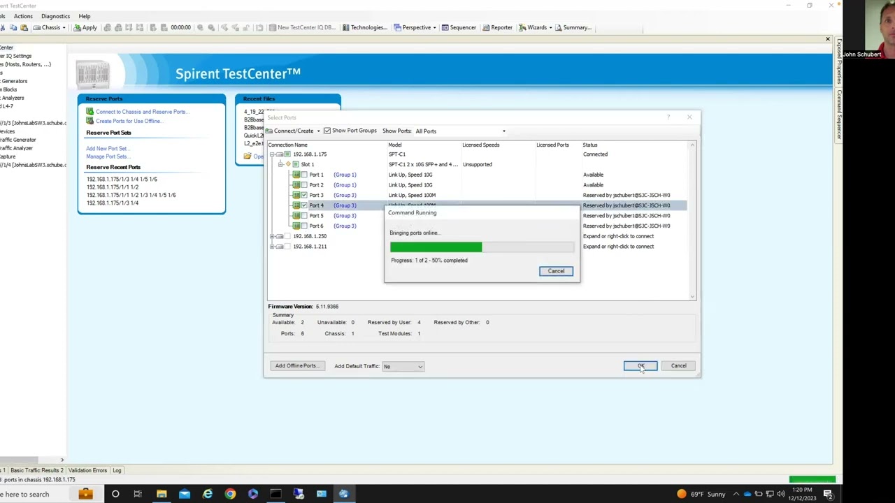 1 link C1 Spirent TestCenter demonstration - 2 arm test with only one port