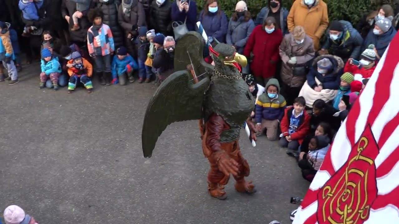 Der Vogel Gryff besucht den Landhof Basel (27.01.2022)