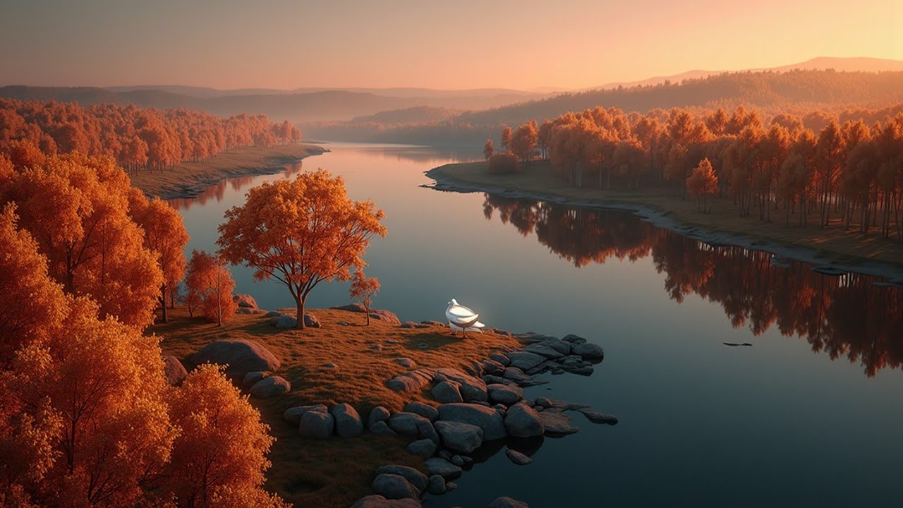 Autumn River Piano - Успокаивающая расслабляющая музыка и умиротворяющие звуки природы для сна
