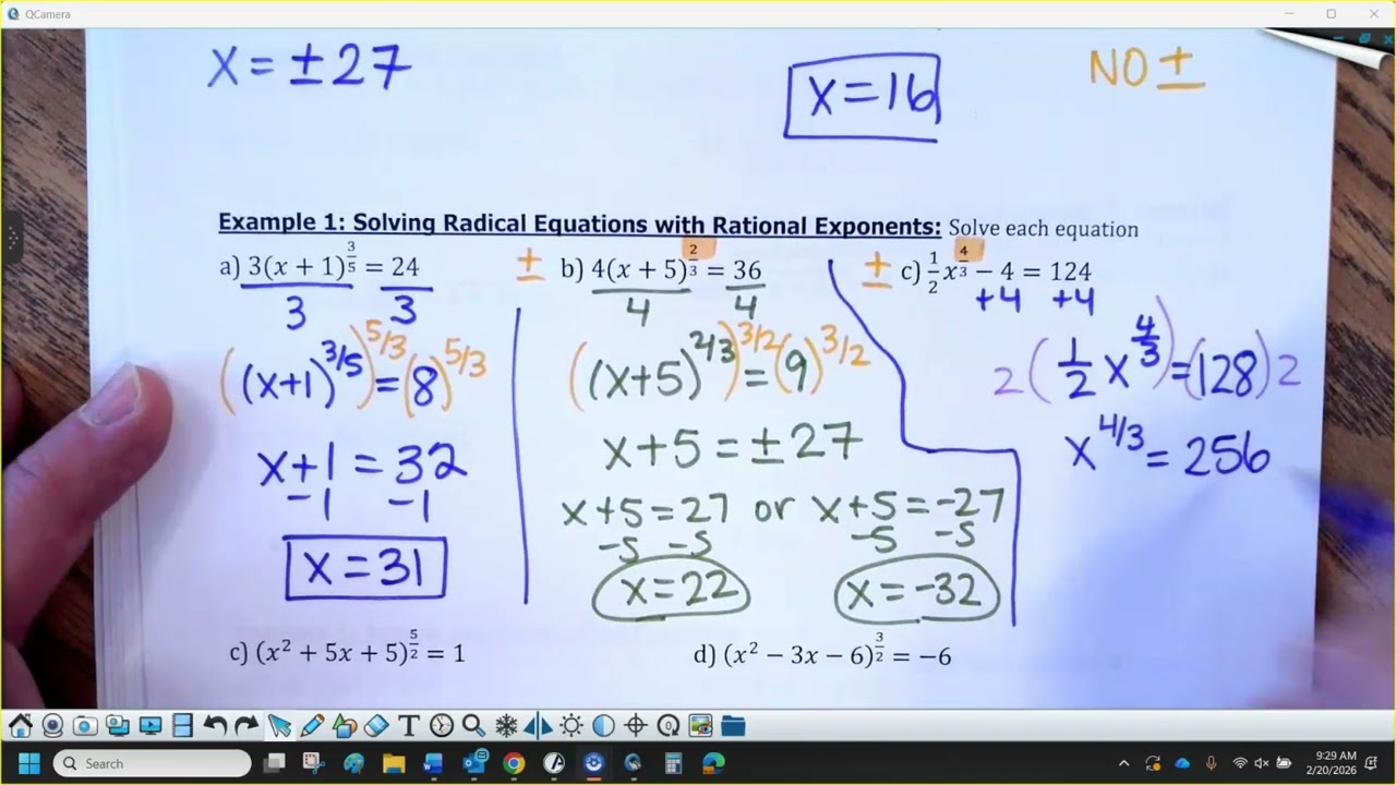 5-4b Notes (solve equations with rational exponents)