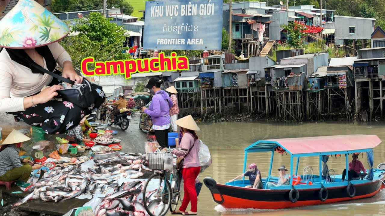 Bất ngờ hàng 1000 nhà sàn xóm người Việt biên giới Campuchia cao chót vót chợ Châu Thạnh