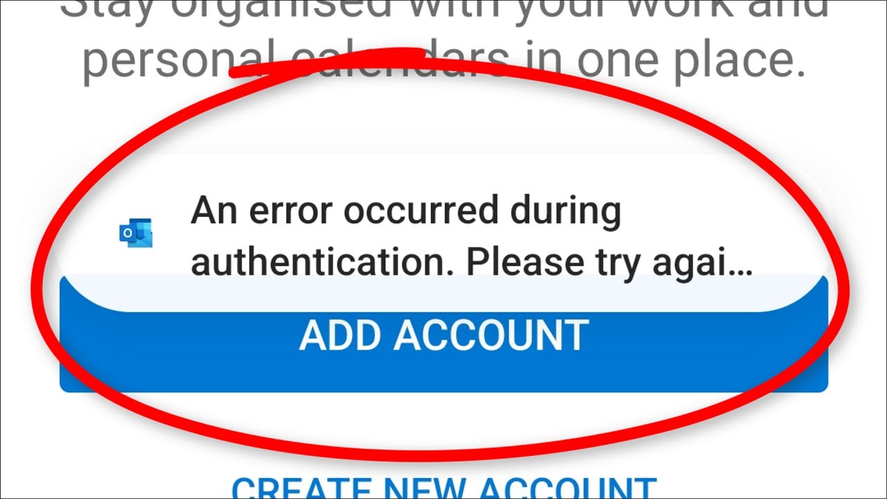 Microsoft Outlook  -  An Error Occurred During Authentication -  Fix