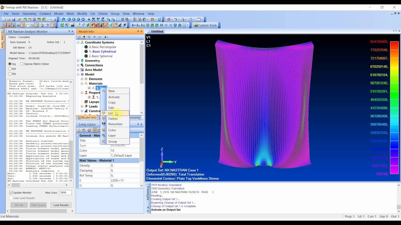 How to set up materially nonlinear analysis in Femap