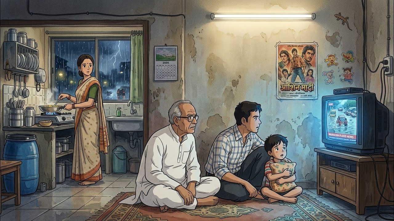 2005s Mumbai Monsoon | Ghibli Style ASMR 