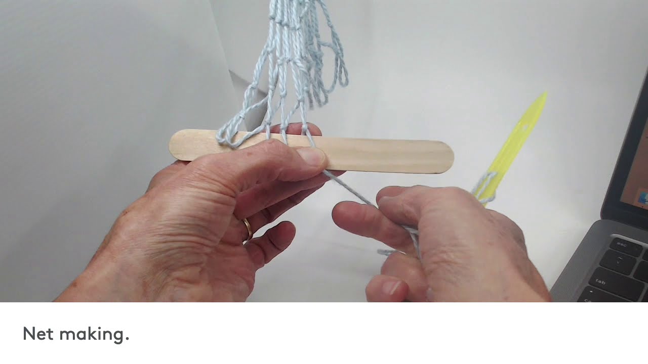 Netting  showing the sheet bend and the square knot