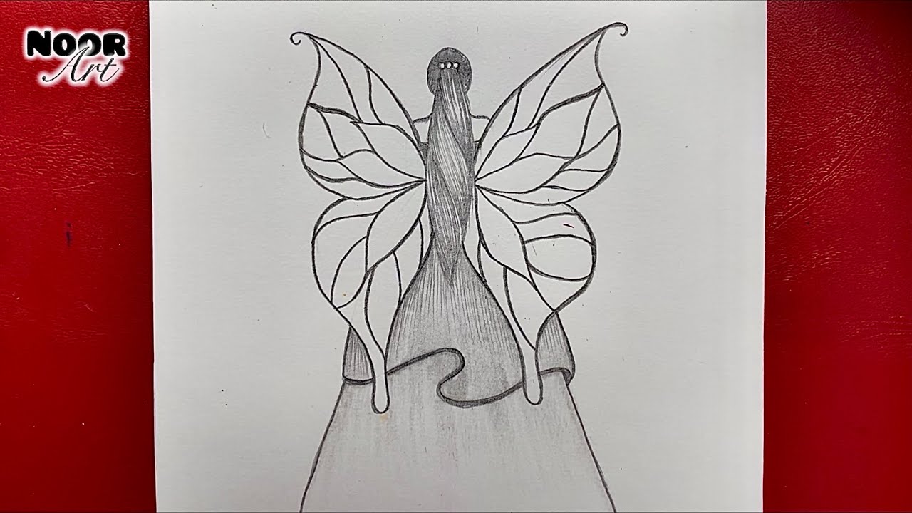 Girl with Butterfly wings Drawing || How to draw fairy girl || Step by step drawing || Pencil art