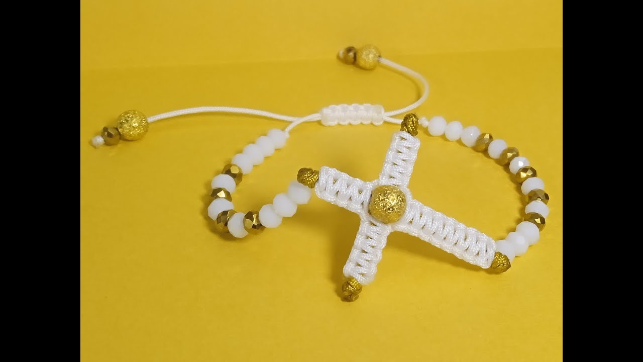 PULSERA DECENARIO RECUERDO PRIMERA COMUNIÓN CRUZ DE HILO
