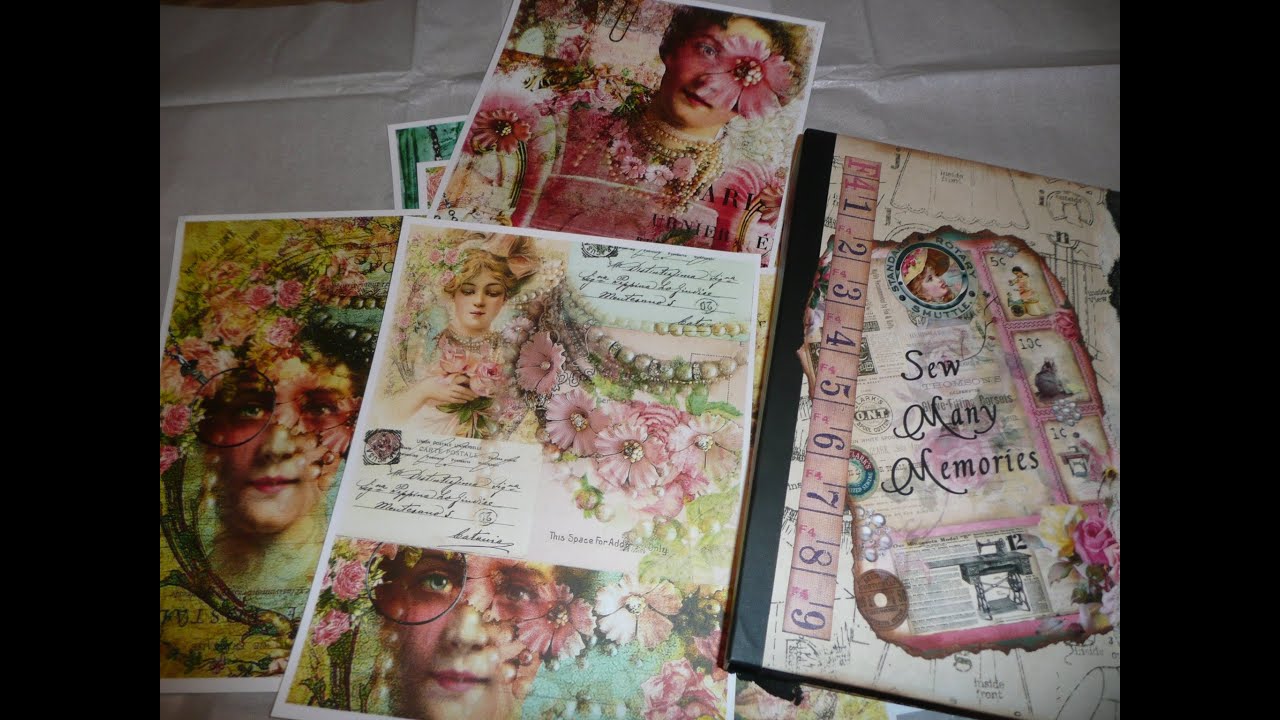 Vintage Sewing Album - File Folder Album - Mixed Media Altered Book - SOLD