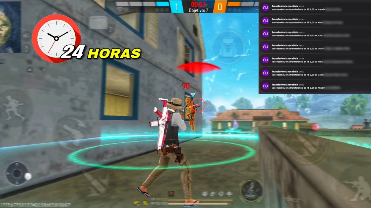 Jogando APOSTADO por 24 Horas no FREE FIRE! - (Pra pagar um curso 📚) parte 3*