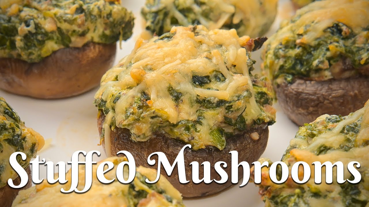 STUFFED MUSHROOMS WITH SPINACH & CHEESE: Delicious Hot Appetizers Perfect for your Super Bowl Party
