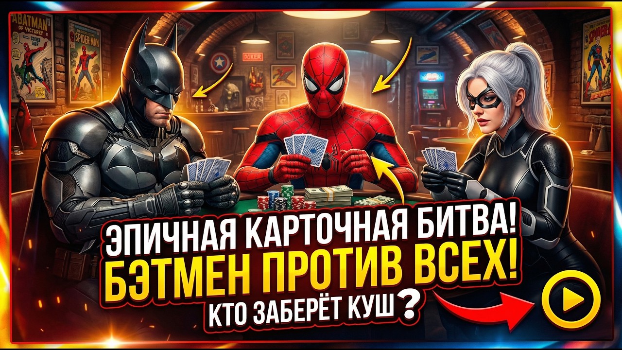 Как Человек-паук, Бэтмен и Черная кошка играли в карты.