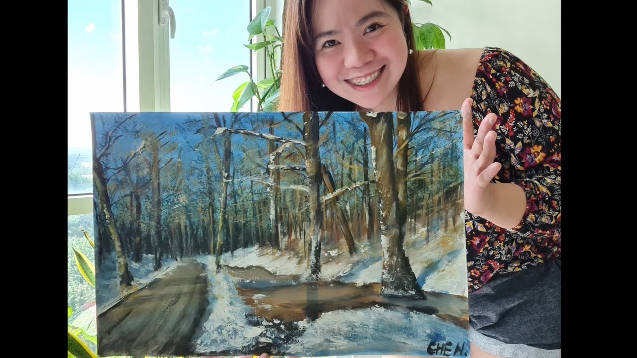 Winter Landscape Painting Tutorial Using Acrylics