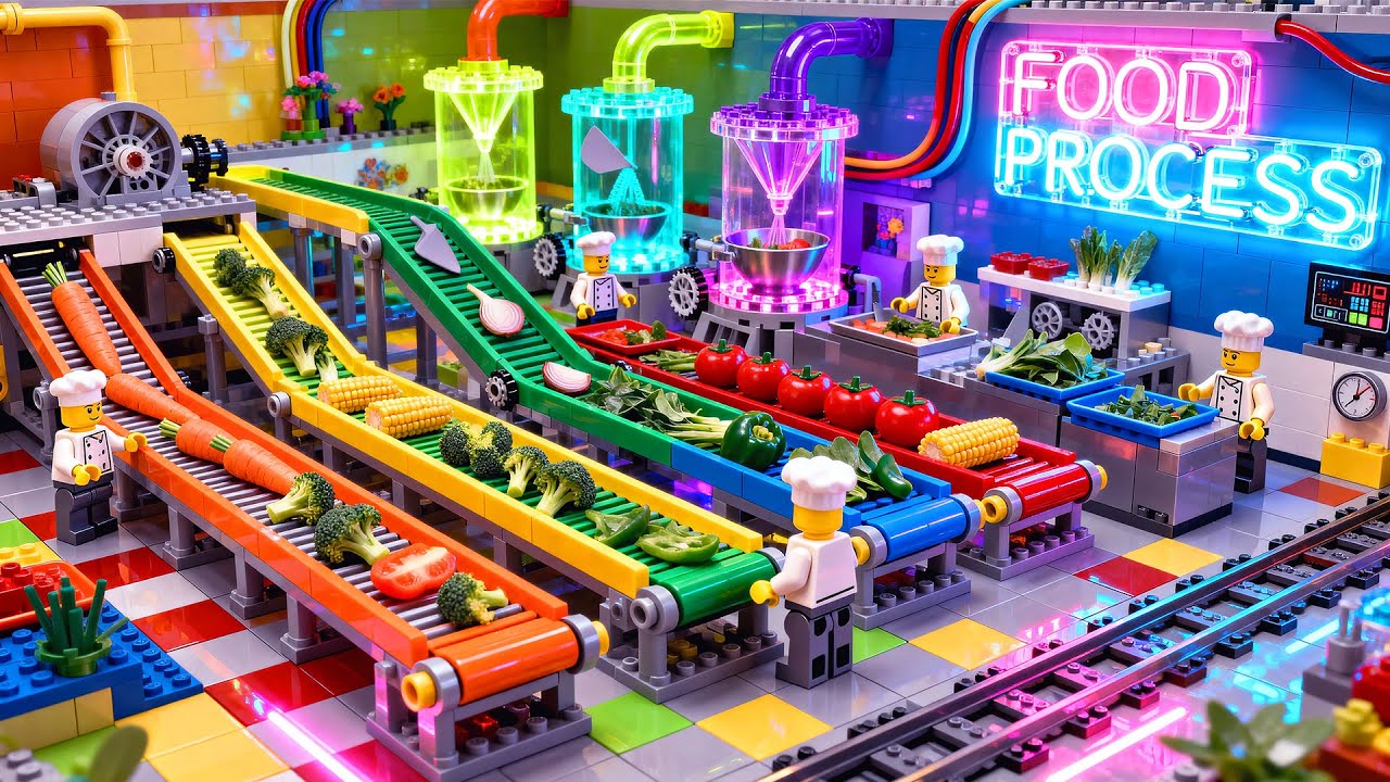 Automated Vegetable Production in a LEGO Factory • LEGO Stop Motion Cooking • Stop Motion Film