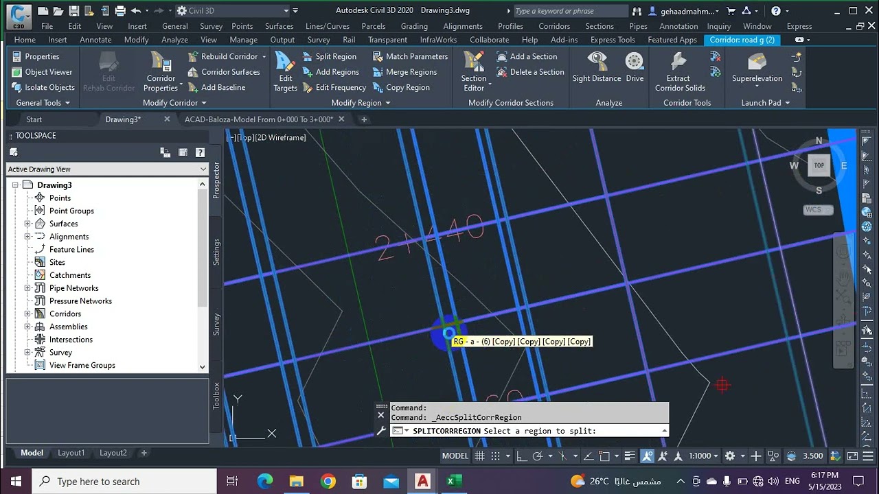creat corridot and spilt region and compuute materials