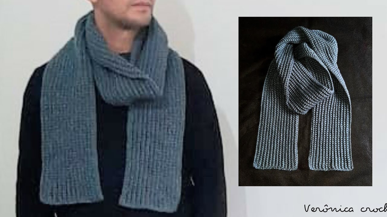 💙☃️🧊 Cachecol masculino de crochê