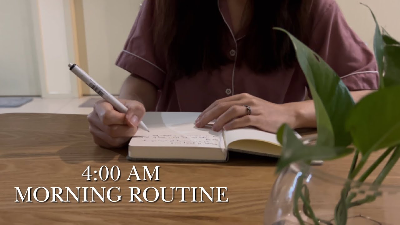 4AM Morning routine New Year reset 🌱 journaling, exercising, baking blueberry muffin 🫐