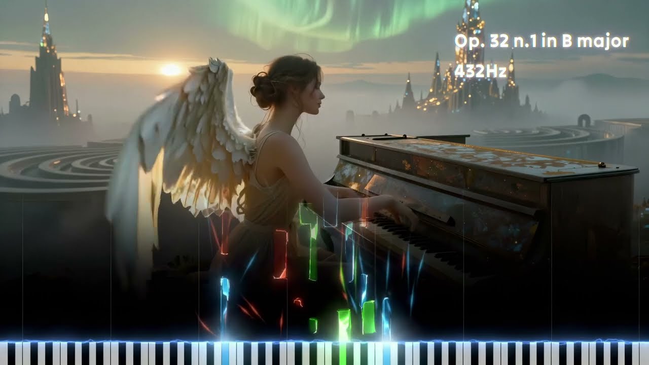 Frédéric Chopin in Ruined Eden 🎹 Nocturne Op. 32 No. 1 with Mystic Notes – 432Hz Visual Piano