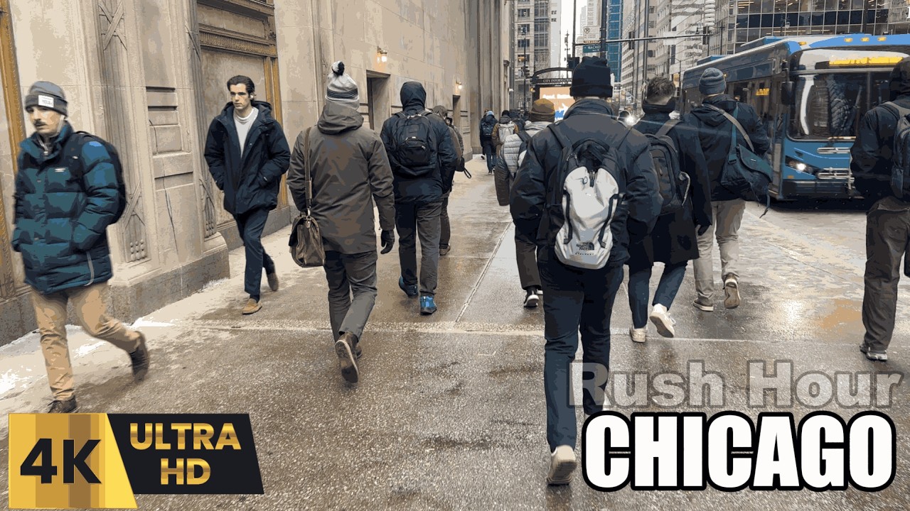 Chicago Monday Morning Before Work February 23, 2026 Walking Tour 4k