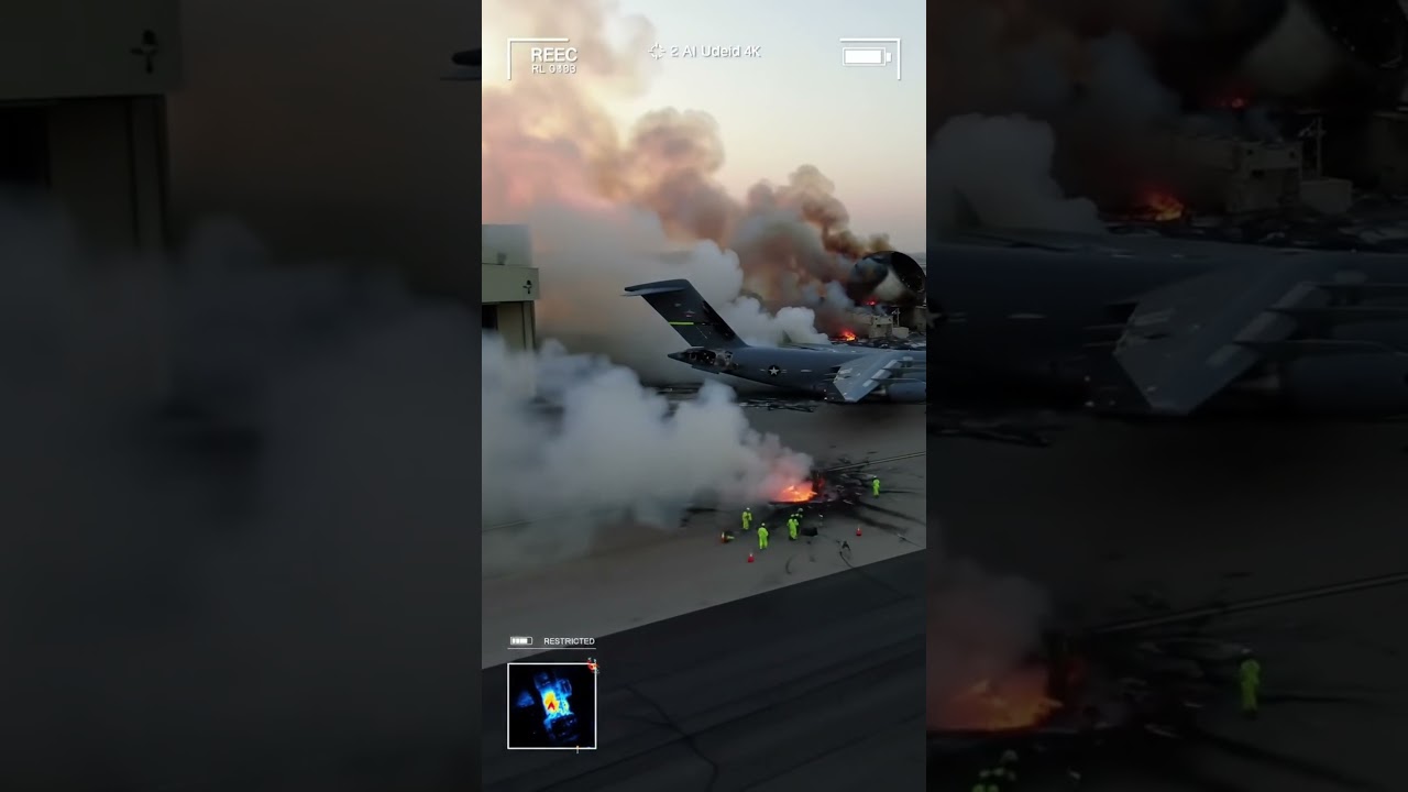 Aftermath: Drone Footage of Iran&rsquo;s Missile Strike on U.S. Base in Qatar#shorts