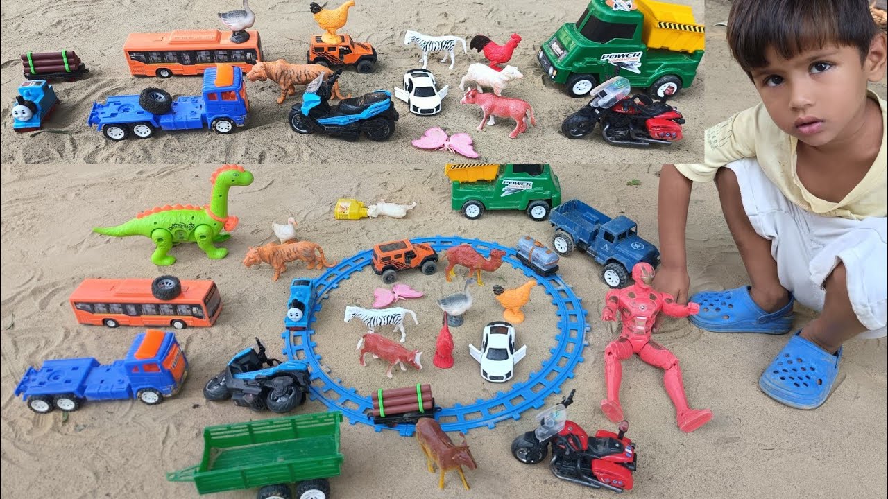 train toy for kids | dinosaur 🦕 | dump truck | gadi wala cartoon 