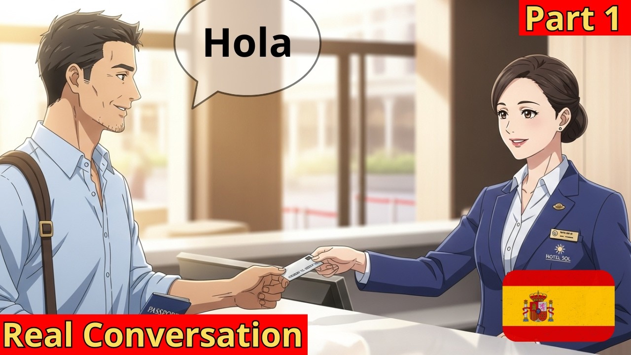 10 Short Spanish Conversations: Checking Into A Hotel (Part 1) | Spanish for Beginners | A2-B1