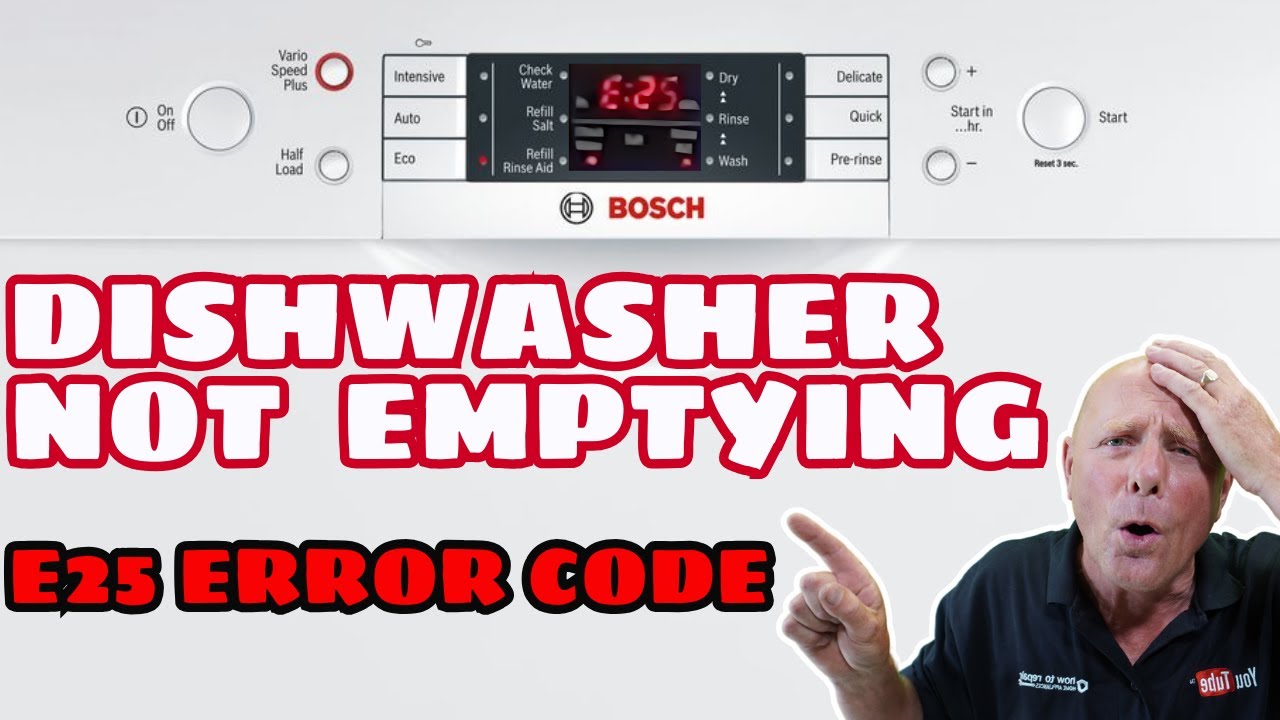 Bosch, Neff or Siemens Dishwasher not emptying fault E25 Error Code how to unblock