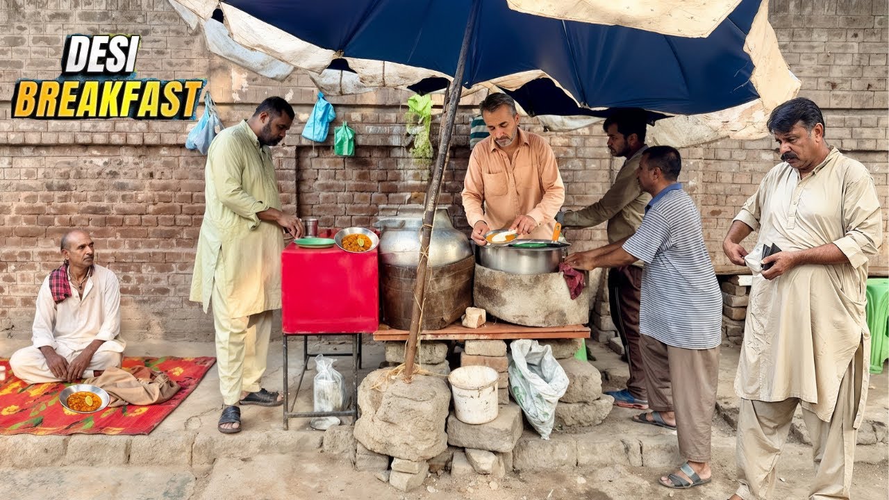 Pakistan’s 🇵🇰 SHOCKINGLY Better Desi Breakfast | Asif Roadside Dhaba–Chanay & Halem in Pakistan