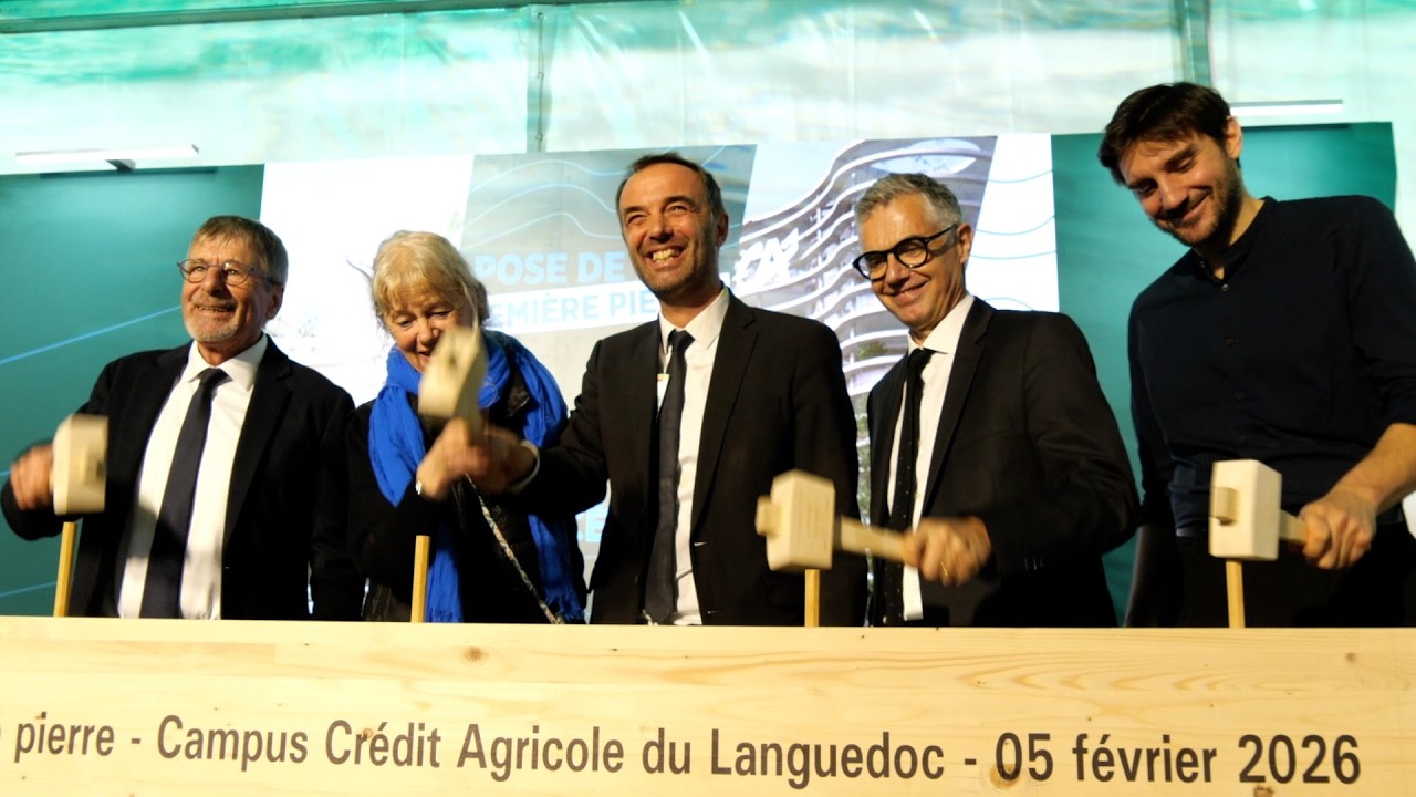 Montpellier : Le Crédit Agricole Languedoc pose la 1ère pierre de son futur siège à Cambacérès.