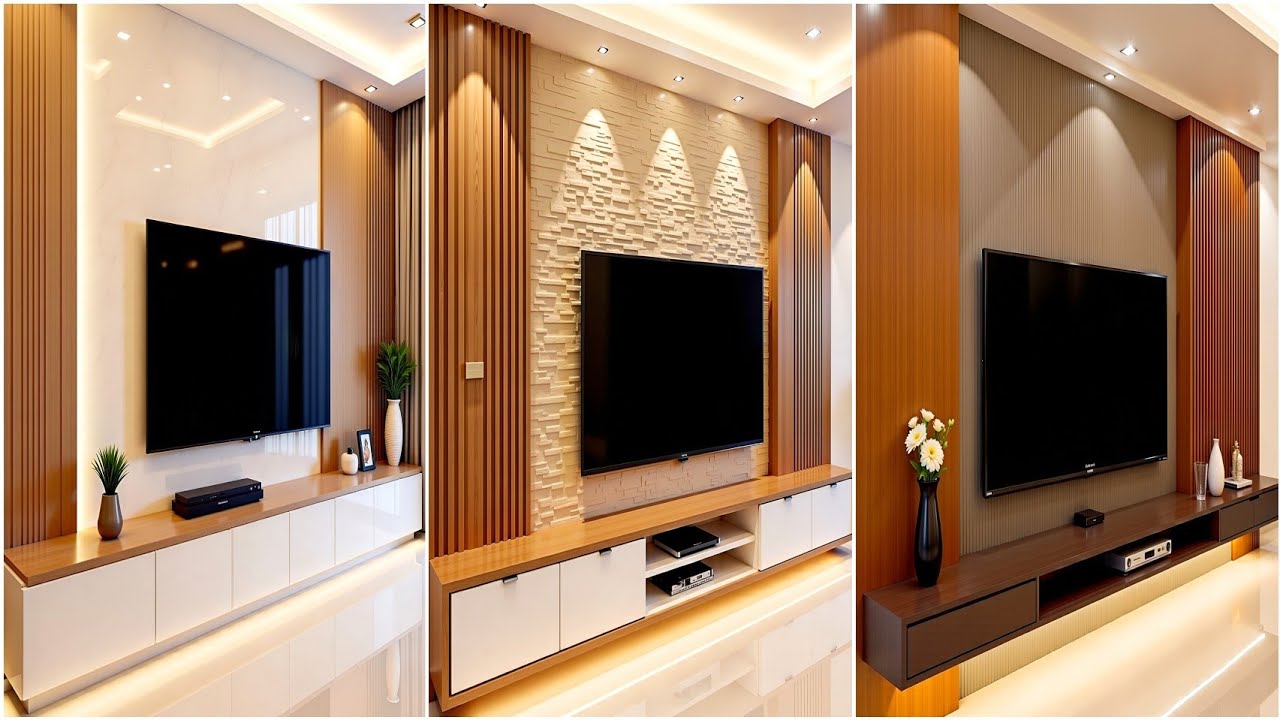 100 Dise&ntilde;os Modernos de Paredes y Muebles de TV 2025 | Salones Elegantes y Tendencias de Interiores