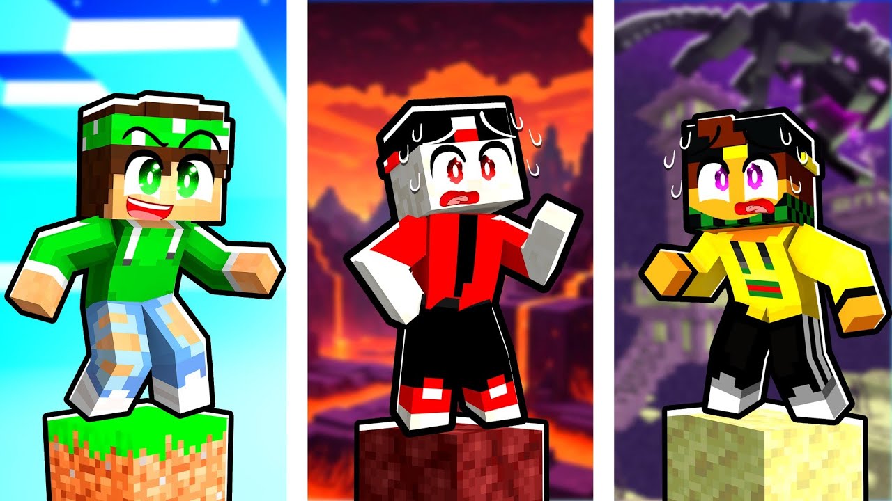 SOPRAVVIVI in DIVERSE DIMENSIONI su UN PILASTRO DI BEDROCK su MINECRAFT!