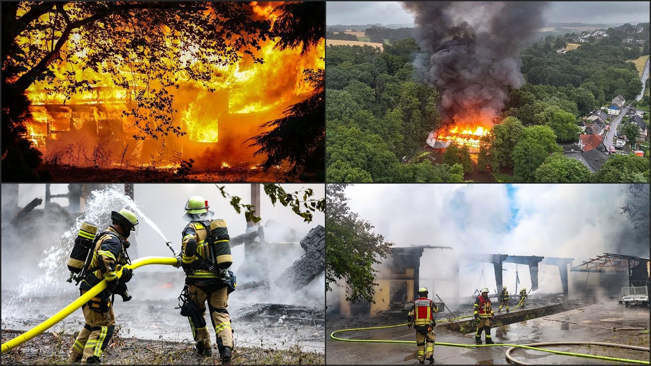 [FLAMMENINFERNO IM MÄRCHENWALD | SOLINGEN] - Ehemalige Bayernhalle in Vollbrand & Rauchsäule -