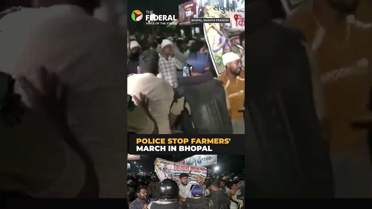 Police stop farmers' march to MP CM Mohan Yadav's residence over MSP demand in Bhopal | #shorts