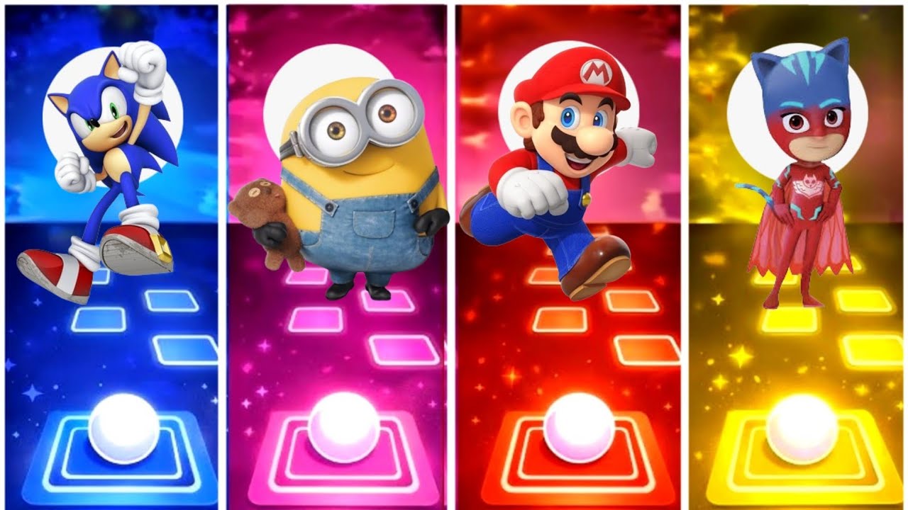 Sonic Hedgehog vs Minions vs Mario vs Pj Masks.Tiles hope edm rush game. 