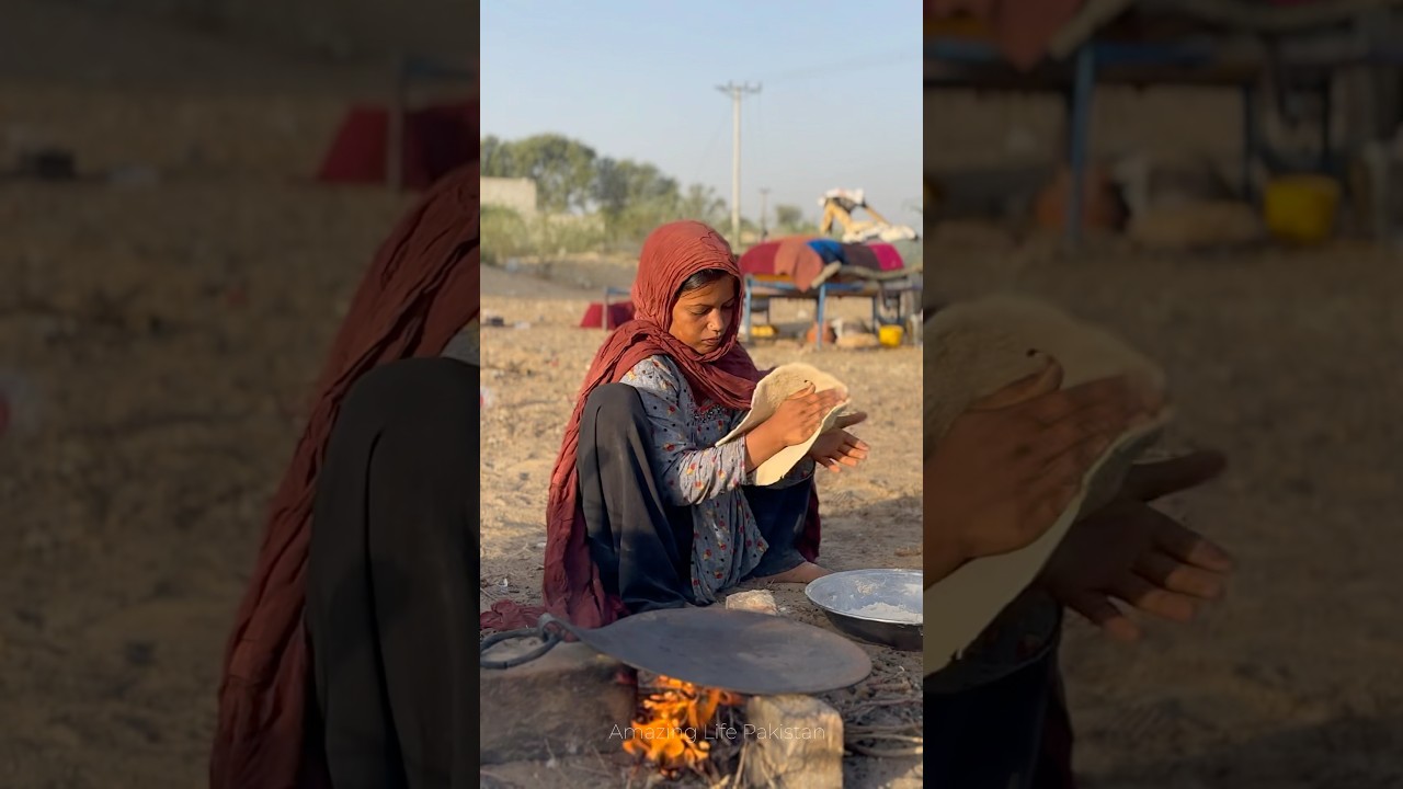 Desert Camel Girl making Big Roti 🫓 for her family #villagelife #traditional #camels #rajasthan