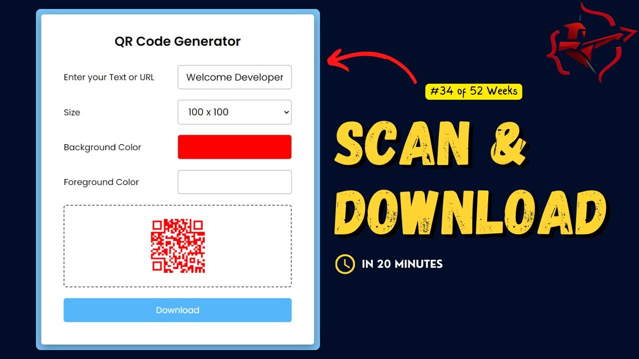 QR Code Generator JavaScript Project | API + Download Feature