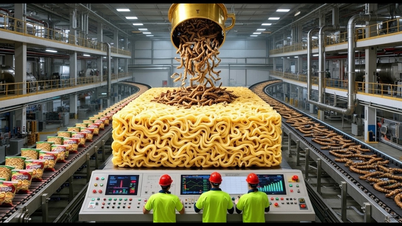 Inside Factory How Millions of Mealworms Become Instant Noodles (Full Factory Process)