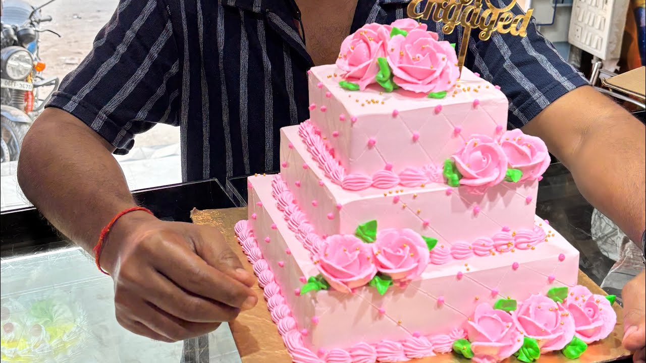Amazing cake design | 3 tier butterscotch cake | engagement cake 