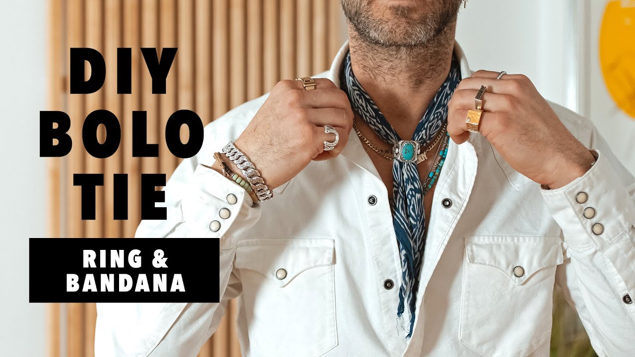 How To Make A Bolo Tie! (all you need is a ring & bandana)