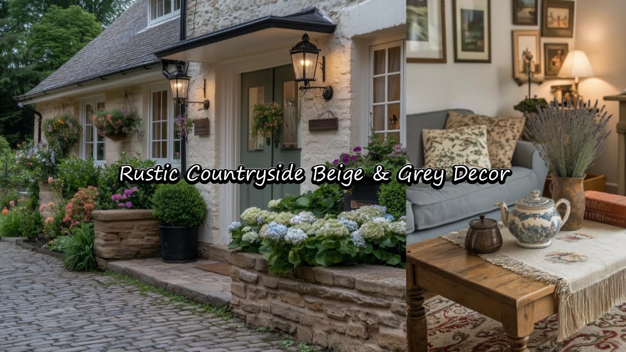 Warm & Rustic Neutral Interior Styling with Countryside Decor in a Beige-Grey Color Tones
