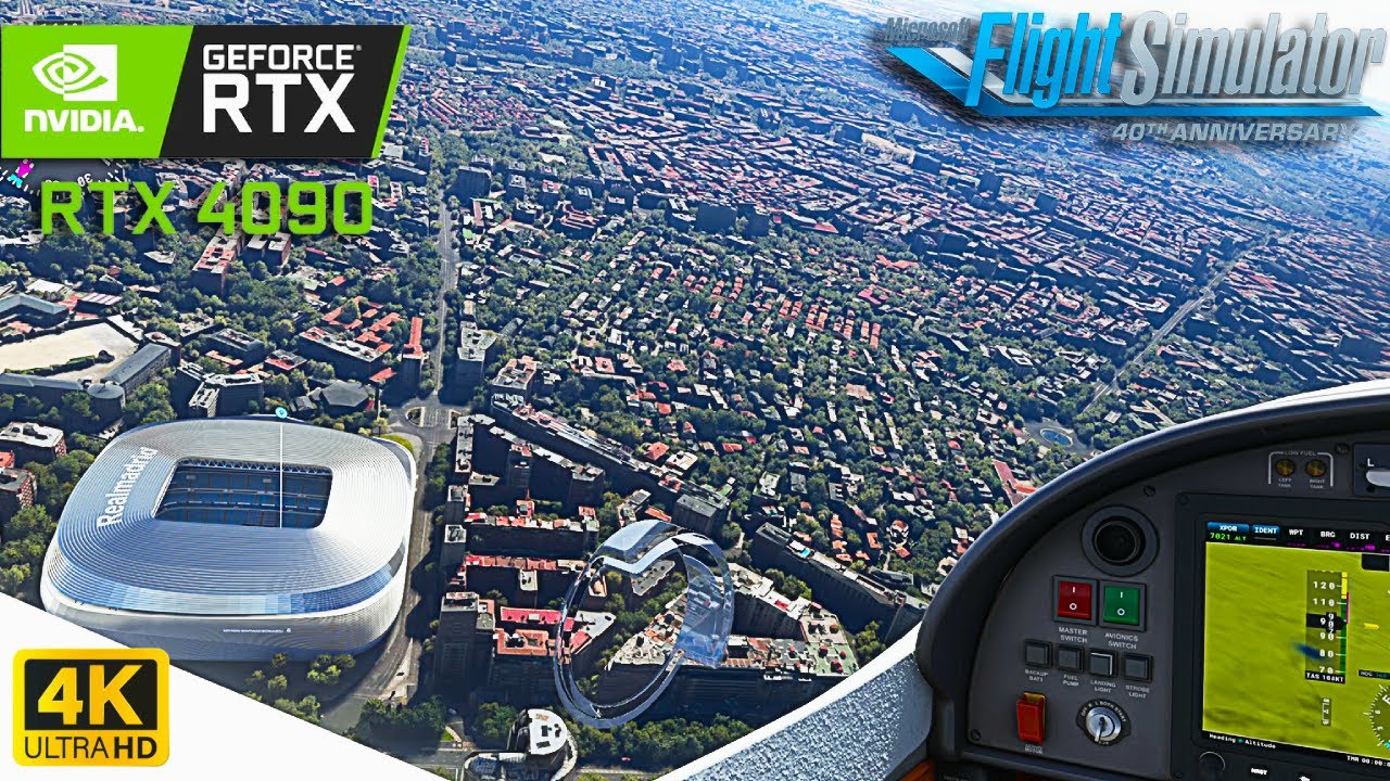 Ultimate Flight Simulator Experience: RTX 4090 Max Settings Soaring Over Santiago Bernab&eacute;u, Madrid