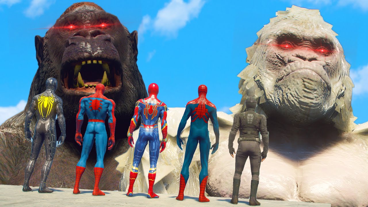SPIDERMAN VS KING KONG - TEAM SPIDER MAN VS GIANT GORILLA