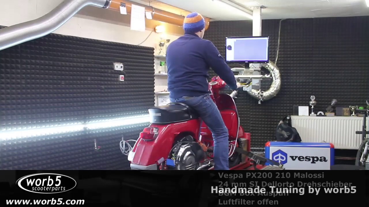 Prüfstand Dyno Vespa P200E 210 Malossi