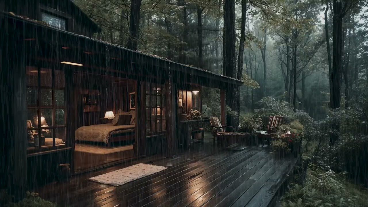 Deep Forest Rain at a Quiet Cabin 🌧️ | Cozy Bedroom Sounds for Deep Sleep and Relaxation 💤
