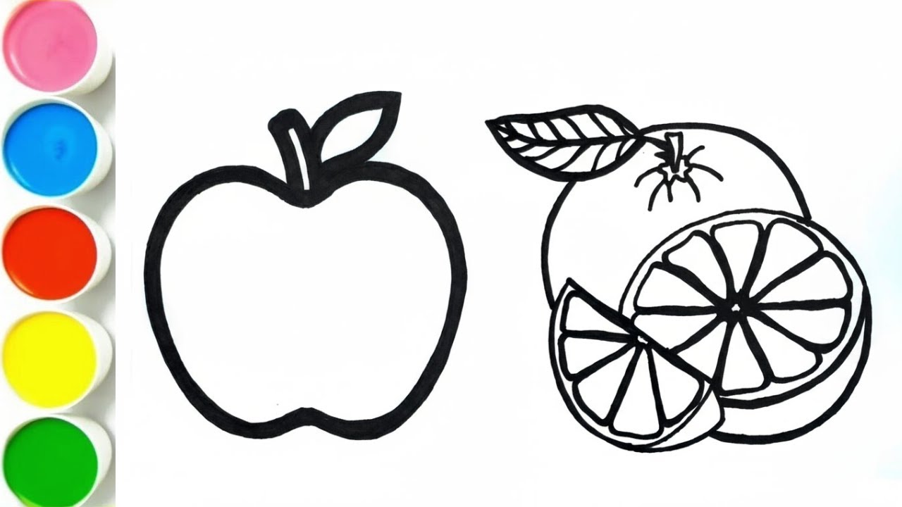 Learn Fruits for Toddlers | Apple and Orange Coloring for Kids