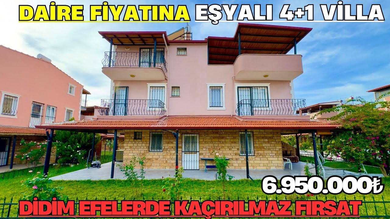 DİDİM EFELER MAHALLESİNDE DAİRE FİYATINA 4+1 BAHÇELİ EŞYALI MASRAFSIZ VİLLA #kelepir #satılık #fpy 